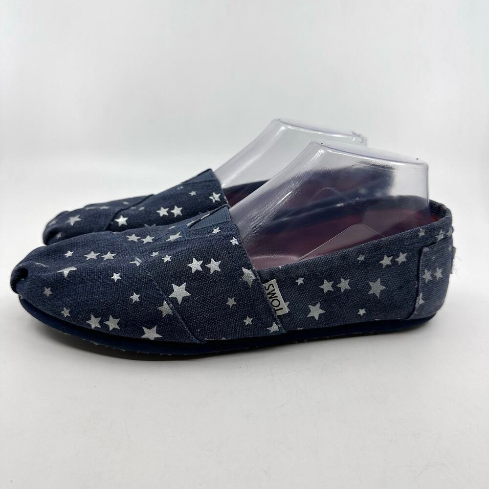 TOMS Navy/White Star Print Slip-On Women's US9 UK7 Loafers Shoes Flats Round Toe - Picture 4 of 7